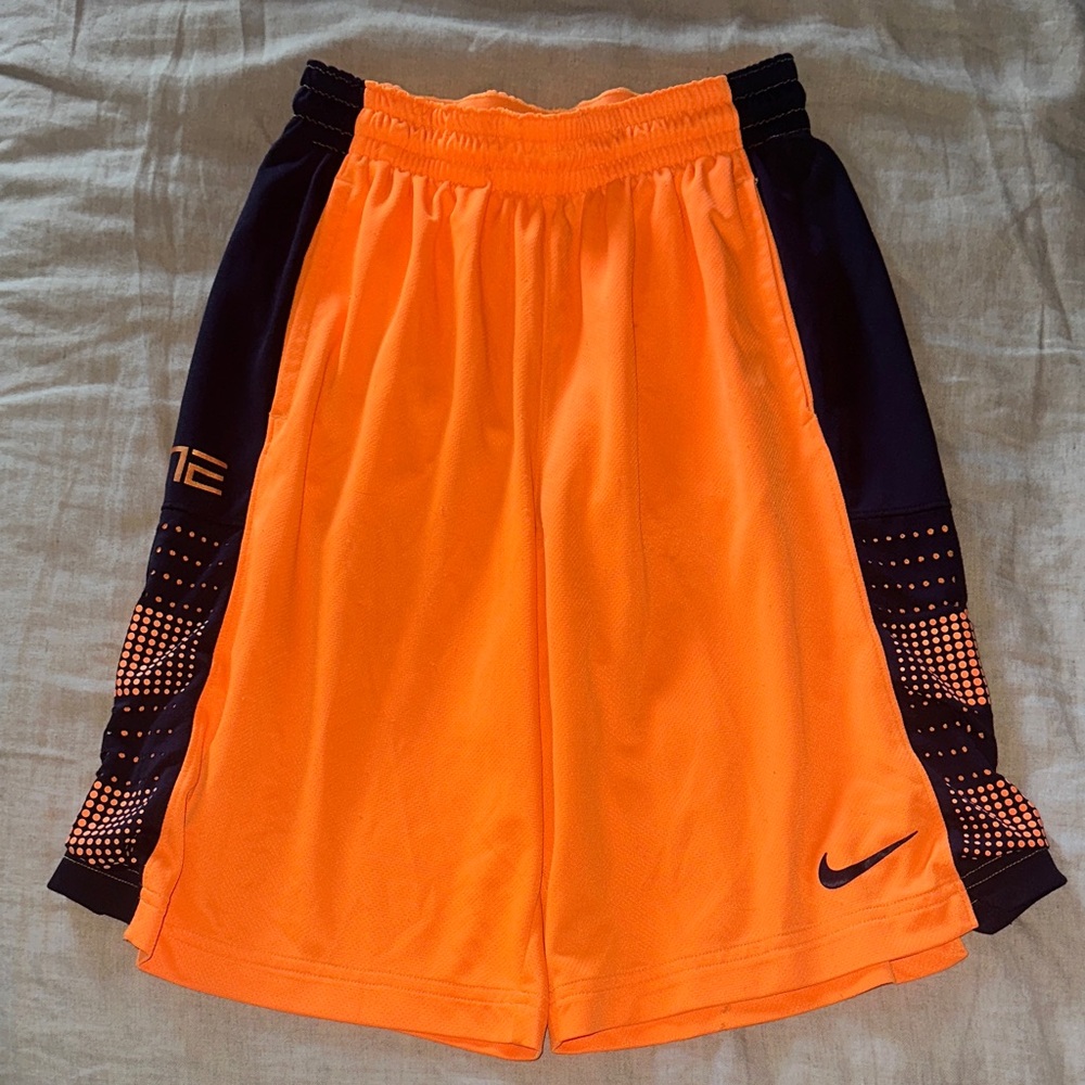 Nike Men's Vibrant Orange and Black Sports Shorts